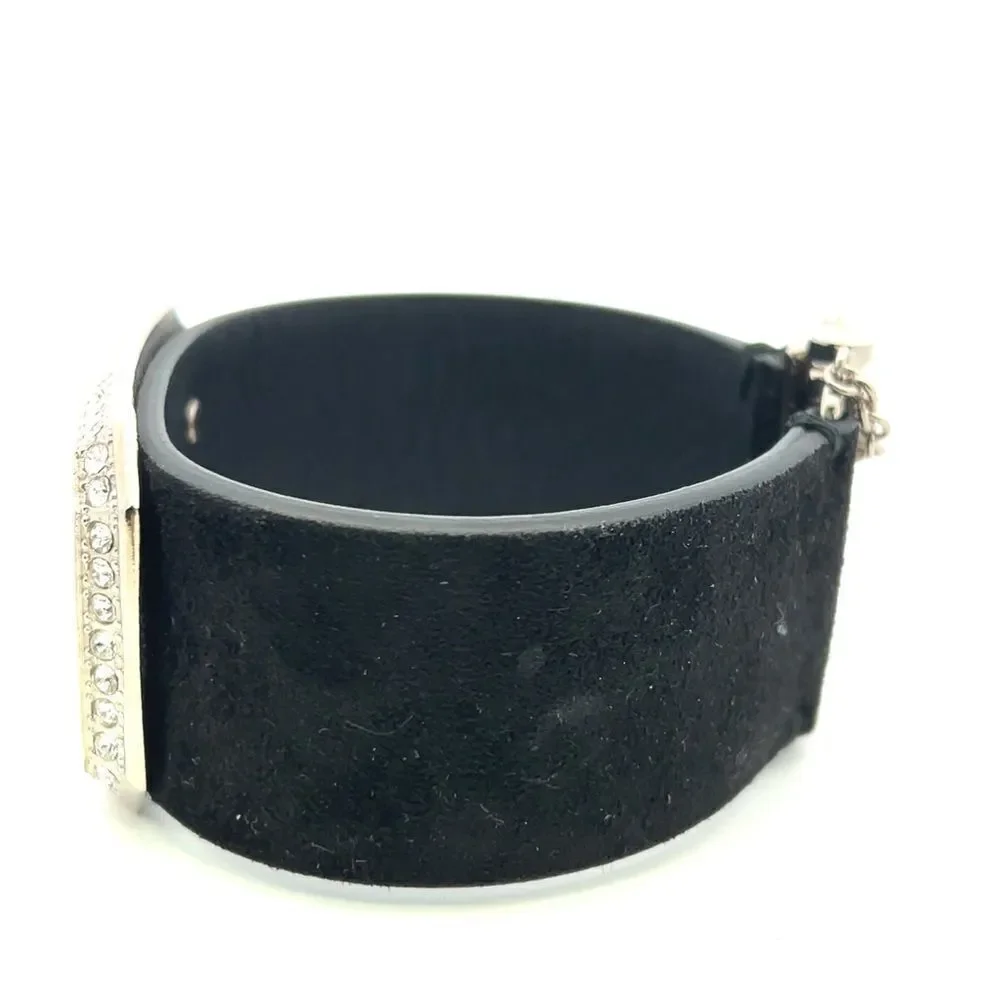 Chanel Interlocking Cc Logo Leather Cuff Bracelet